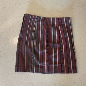 Burgundy striped mini skirt size XS—great condition from Altar’d State!